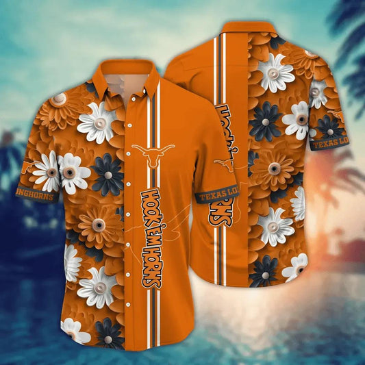 Texas Longhorns Style Hot Trending Summer NCAA Flower Aloha Hawaiian Shirt, NCAA Hawaiian Shirt Moonbestprint