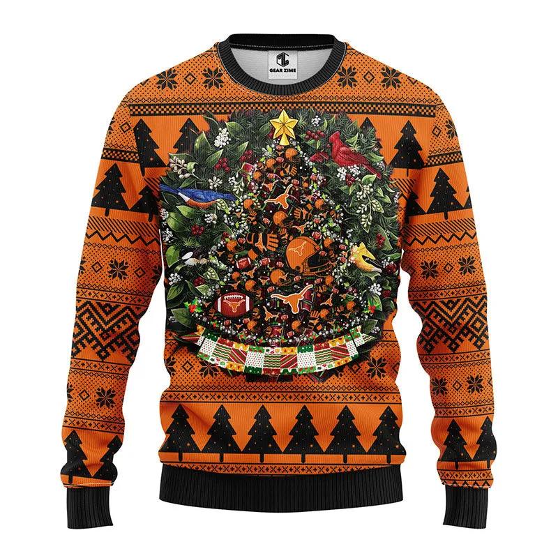 Texas Longhorns Tree Ball Ugly Christmas Sweater, NCAA Christmas Sweater Moonbestprint