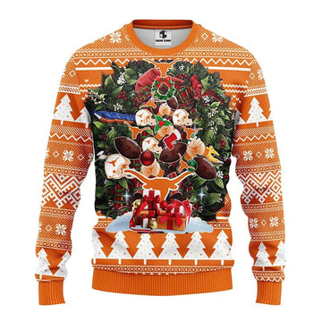 Texas Longhorns Tree Ugly Christmas Sweater, NCAA Christmas Sweater Moonbestprint
