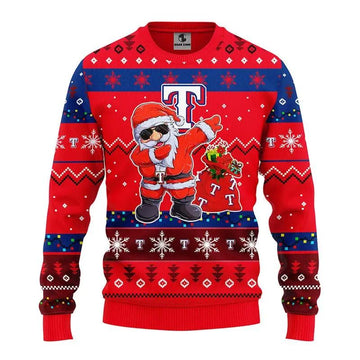 Texas Rangers Dabbing Santa Claus Ugly Christmas Sweater, MLB Christmas Sweater Moonbestprint