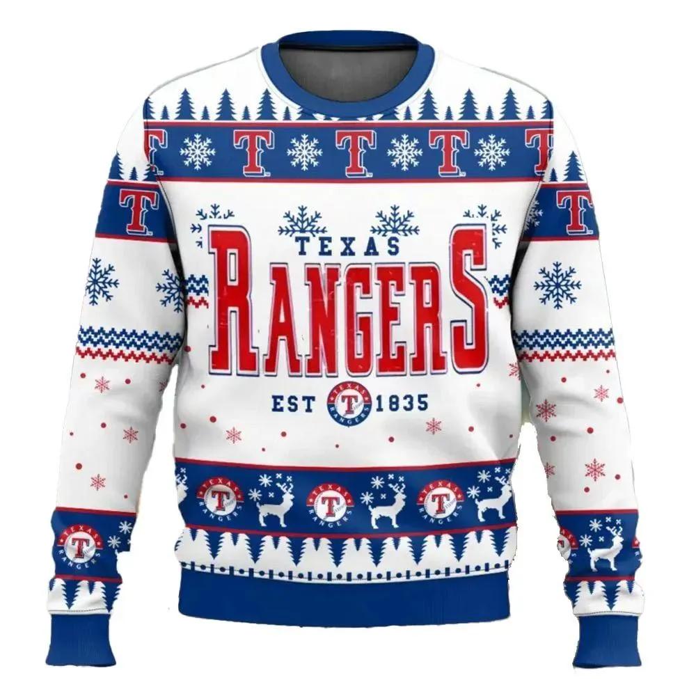 Texas Rangers Est 1835 Mlb Ugly Christmas Sweater, MLB Christmas Sweater Moonbestprint