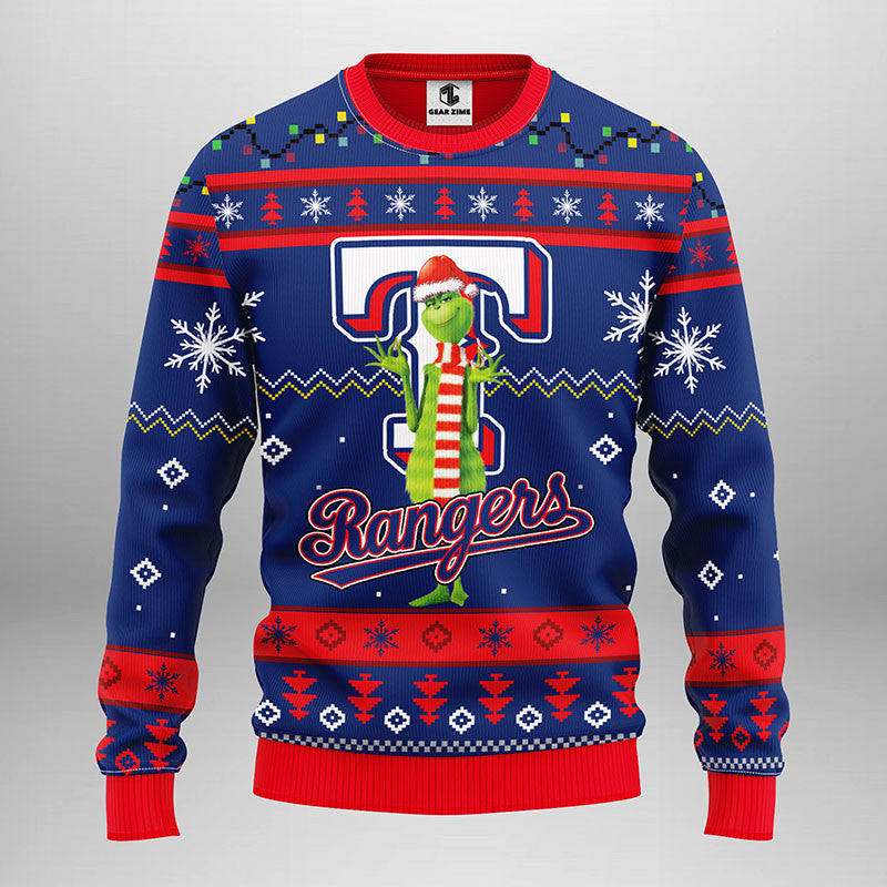 Texas Rangers Funny Grinch Ugly Christmas Sweater Moonbestprint