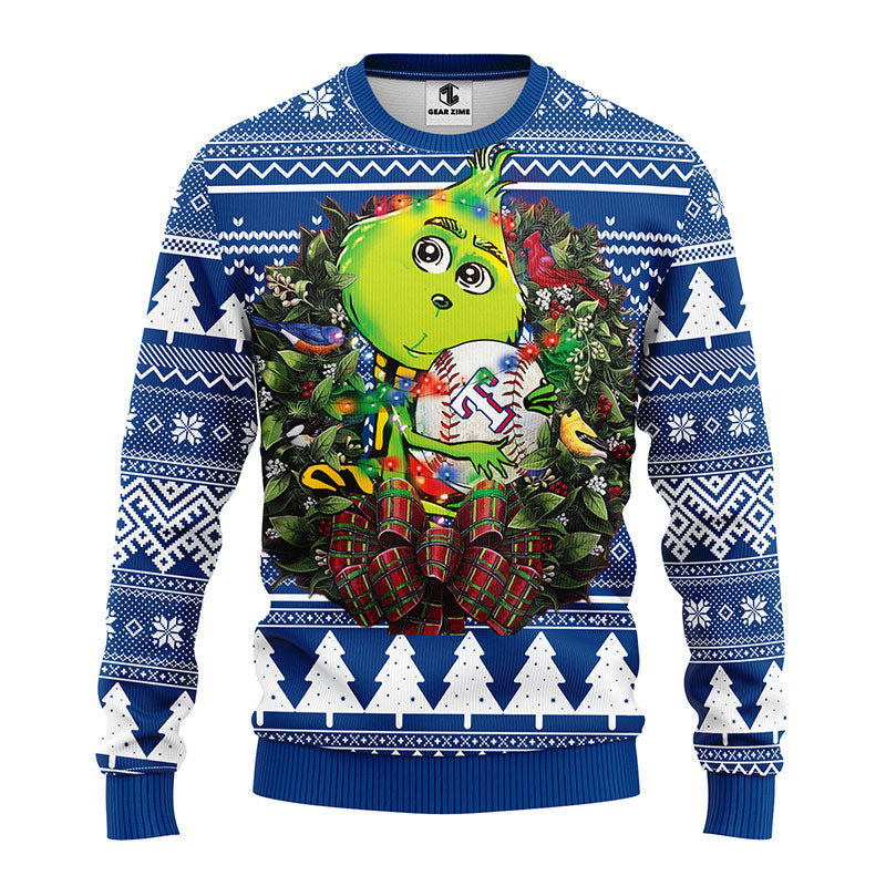 Texas Rangers Grinch Hug Ugly Christmas Sweater Moonbestprint