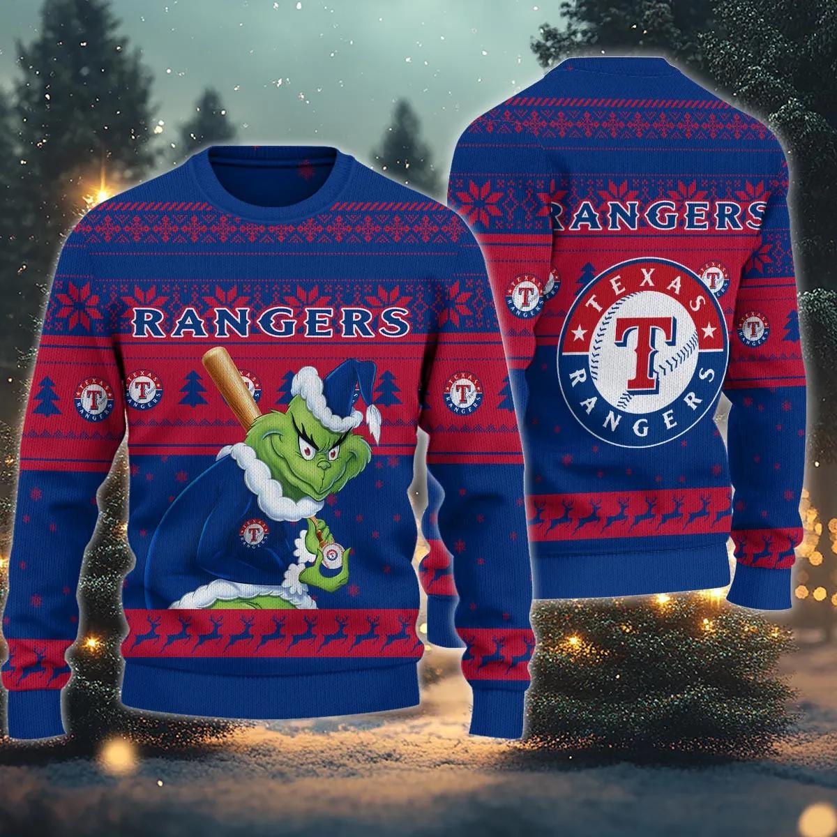 Texas Rangers Grinch Stolen Ugly Christmas Sweater, MLB Christmas Sweater Moonbestprint