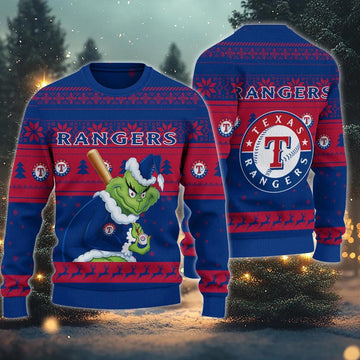 Texas Rangers Grinch Stolen Ugly Christmas Sweater, MLB Christmas Sweater Moonbestprint