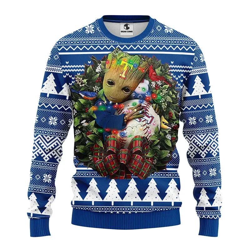 Texas Rangers Groot Hug Ugly Christmas Sweater, MLB Christmas Sweater Moonbestprint