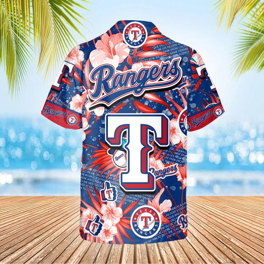 Texas Rangers Hawaiian Shirt, MLB Hawaiian Shirt Gift For Fans Moonbestprint