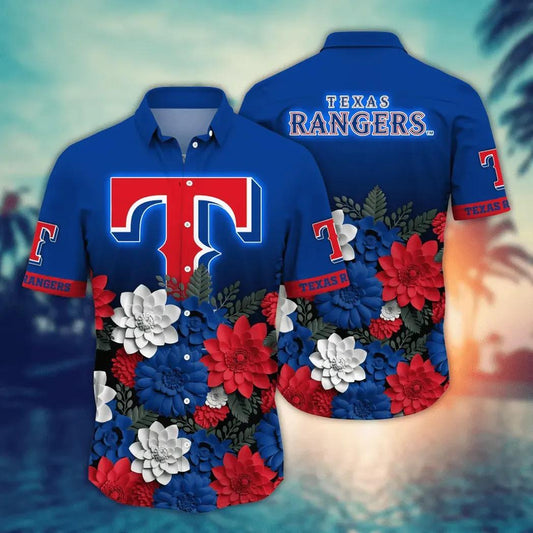 Texas Rangers MLB Flower Aloha Hawaiian Shirt 15, MLB Hawaiian Shirt Moonbestprint