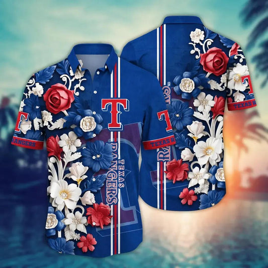 Texas Rangers MLB Flower Aloha Hawaiian Shirt 17, MLB Hawaiian Shirt Moonbestprint