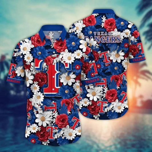 Texas Rangers MLB Flower Aloha Hawaiian Shirt 18, MLB Hawaiian Shirt Moonbestprint