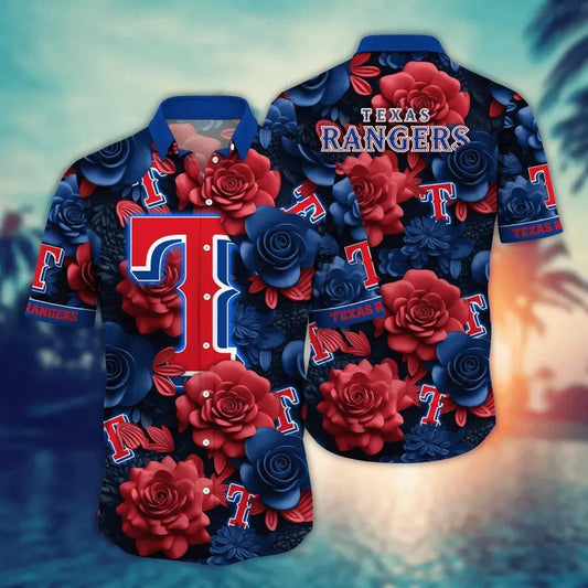 Texas Rangers MLB Flower Aloha Hawaiian Shirt 19, MLB Hawaiian Shirt Moonbestprint