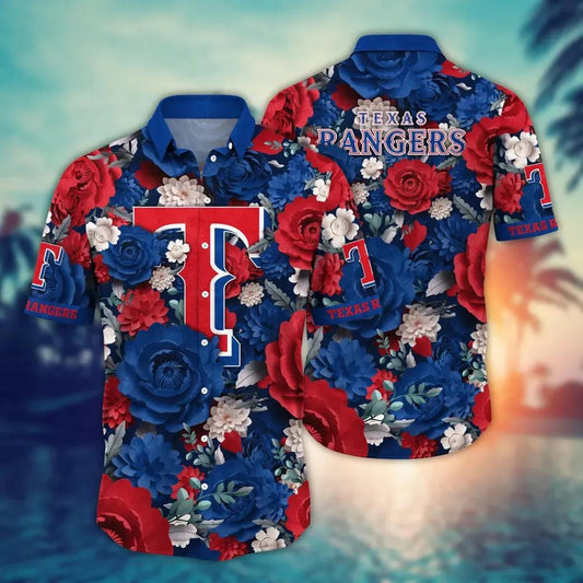 Texas Rangers MLB Flower Aloha Hawaiian Shirt 6, MLB Hawaiian Shirt Moonbestprint