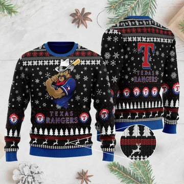 Texas Rangers Mascot Ugly Christmas Sweater, MLB Christmas Sweater Moonbestprint