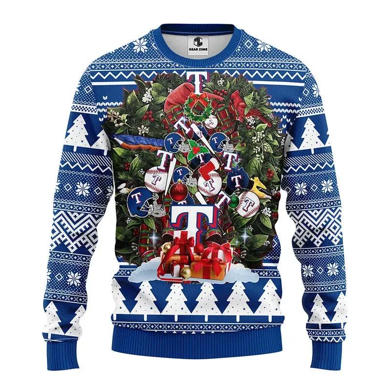 Texas Rangers Tree Christmas Ugly Sweater, MLB Christmas Sweater Moonbestprint