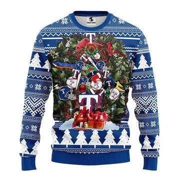 Texas Rangers Tree Christmas Ugly Sweater, MLB Christmas Sweater Moonbestprint