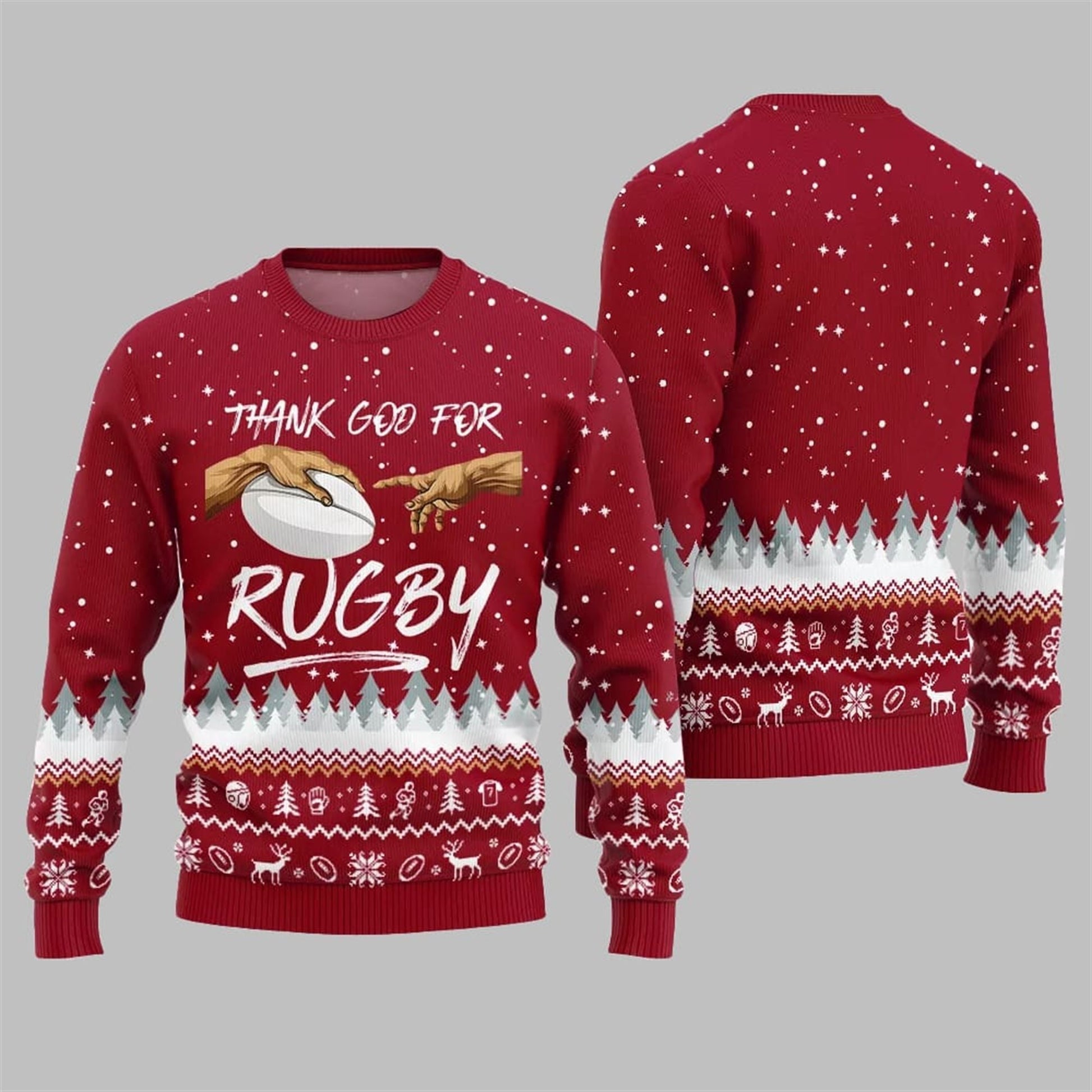 Thank Go For Rugby Ugly Sweater 2026 Christmas - Moonbestprint