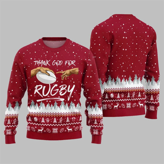 Thank Go For Rugby Ugly Sweater 2026 Christmas - Moonbestprint