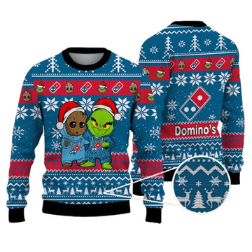 The Dominos Pizza Company Best Friends Baby Groot And Grinch Santta Funny Ugly Christmas Sweater – Moonbestprint