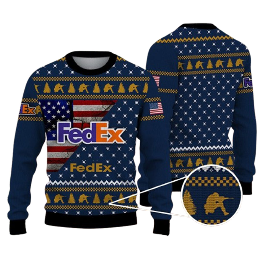 The Fedex Company Hunting Usa Flag Ugly Christmas Sweater – Moonbestprint