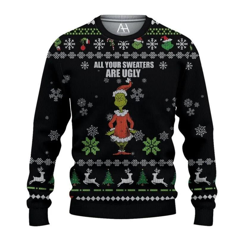 The Grinch Christmas Holiday Ugly Sweater, Grinch Holiday Sweater Moonbestprint