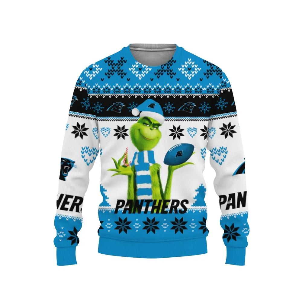 The Grinch Cute Carolina Panthers Ugly Christmas Sweater, NFL Christmas Sweater Moonbestprint