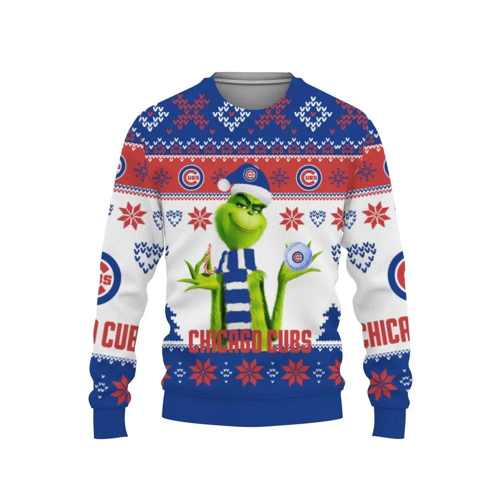 The Grinch Cute Chicago Cubs Ugly Christmas Sweater, MLB Christmas Sweater Moonbestprint