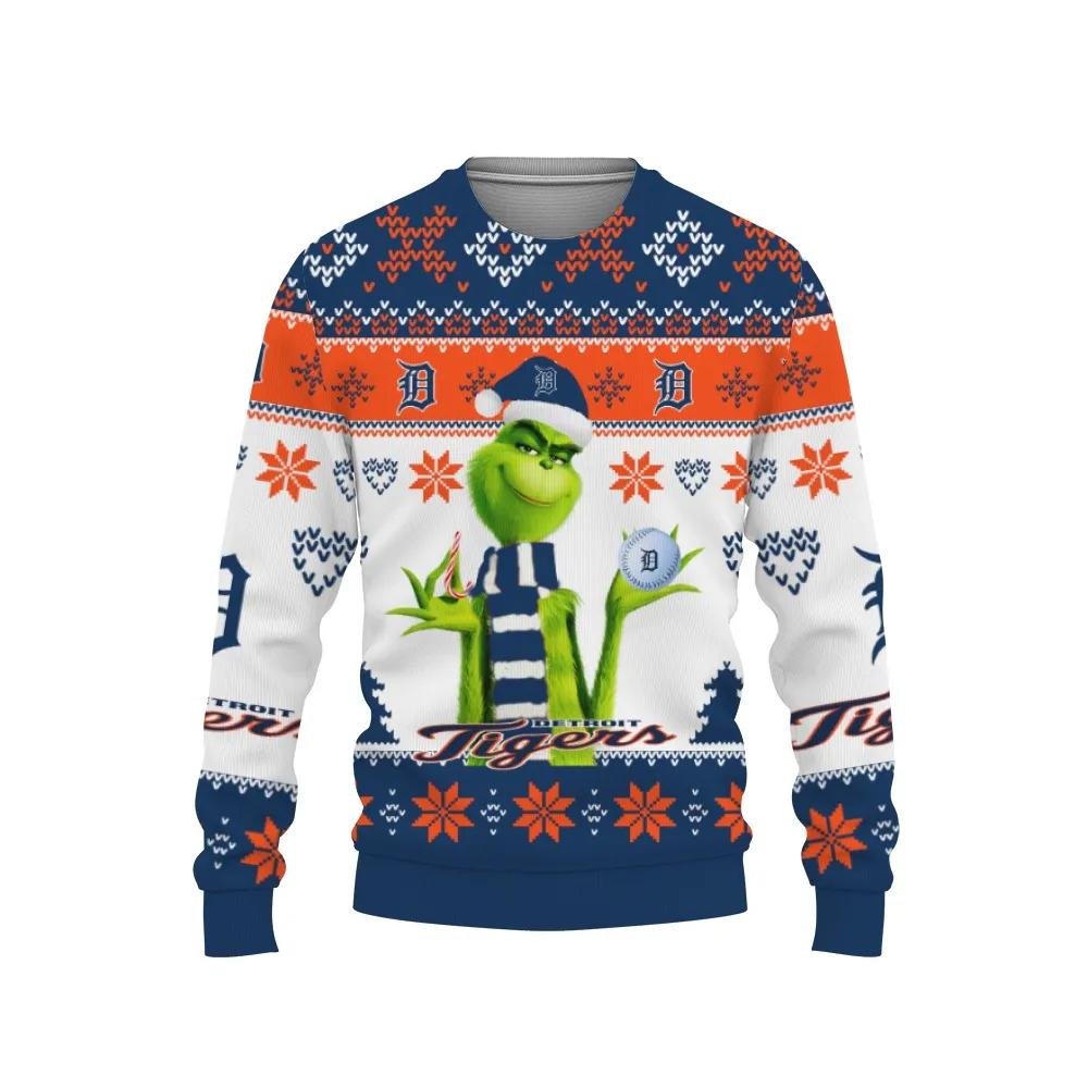 The Grinch Cute Detroit Tigers Ugly Christmas Sweater, MLB Christmas Sweater Moonbestprint