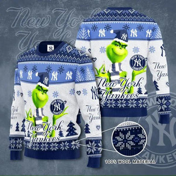 The Grinch Cute New York Yankees Ugly Christmas Sweater, MLB Christmas Sweater Moonbestprint