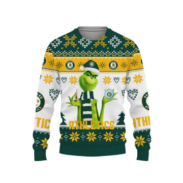 The Grinch Cute Oakland Athletics Ugly Christmas Sweater, MLB Christmas Sweater Moonbestprint