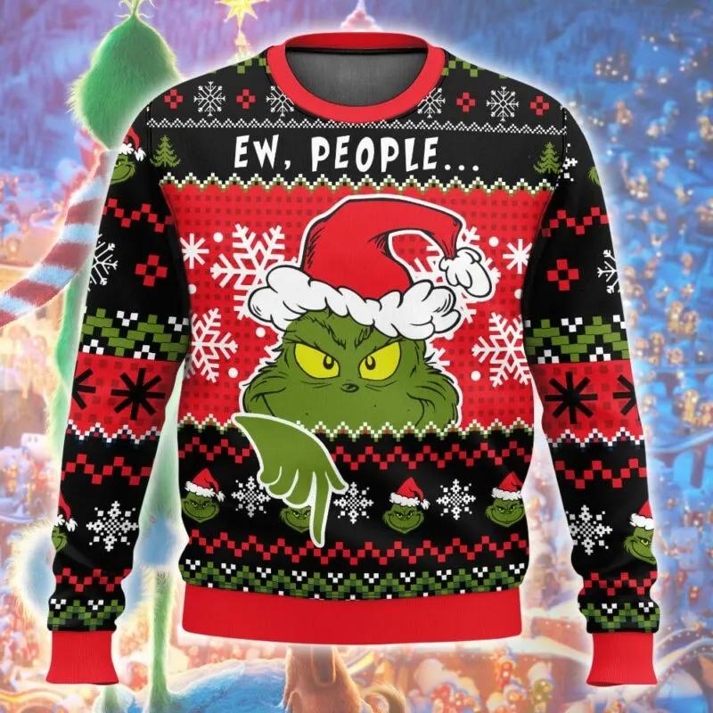 The Grinch Ew People Ugly Christmas, Grinch Holiday Sweater Moonbestprint