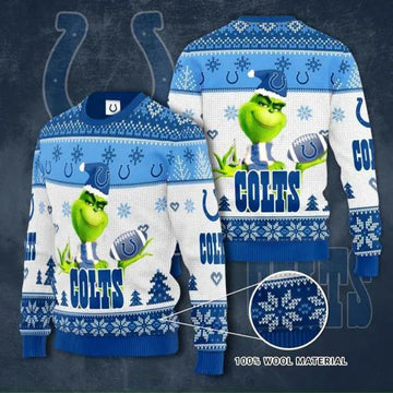 The Grinch Indianapolis Colts Ugly Christmas Sweater, NFL Christmas Sweater Moonbestprint