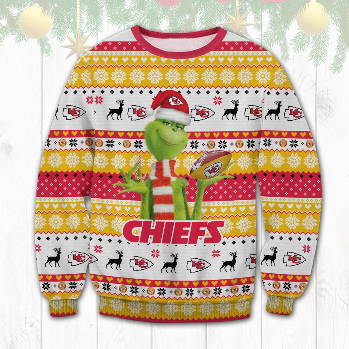 The Grinch Kansas City Chiefs Ugly Christmas Sweater, NFL Christmas Sweater Moonbestprint