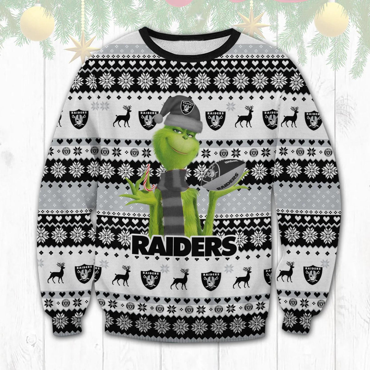 The Grinch Las Vegas Raiders Christmas Sweater, NFL Christmas Sweater Moonbestprint