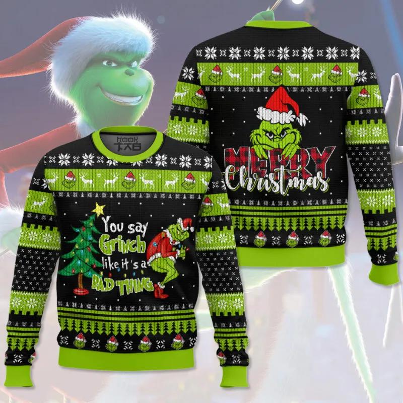 The Grinch Merry Christmas Ugly Sweater, Grinch Holiday Sweater Moonbestprint