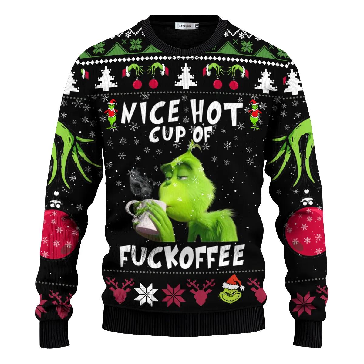 The Grinch Nice Hot Cup Of Christmas Grinch Ugly Christmas Sweater Moonbestprint