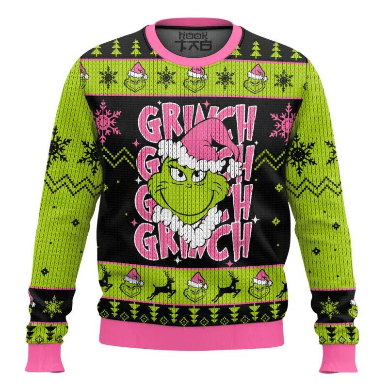 The Grinch Pink Ugly Sweater, Grinch Holiday Sweater Moonbestprint