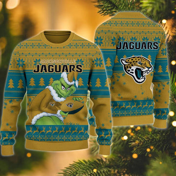 The Grinch Stolen Jacksonville Jaguars Ugly Christmas Sweater, NFL Christmas Sweater Moonbestprint