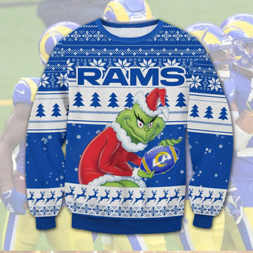 The Grinch Stolen Los Angeles Rams Ugly Christmas Sweater, NFL Christmas Sweater Moonbestprint