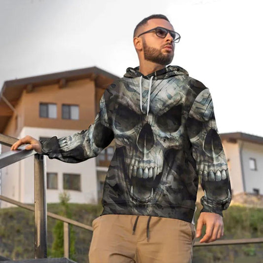The Hideout Camo Skull 3D Hoodie Moonbestprint
