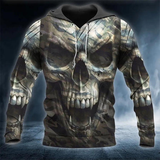 The Hideout Camo Skull 3D Hoodie Moonbestprint