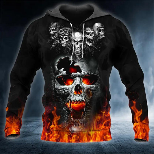 The Immortal Death Of Five Fire Skull 3D Hoodie Moonbestprint