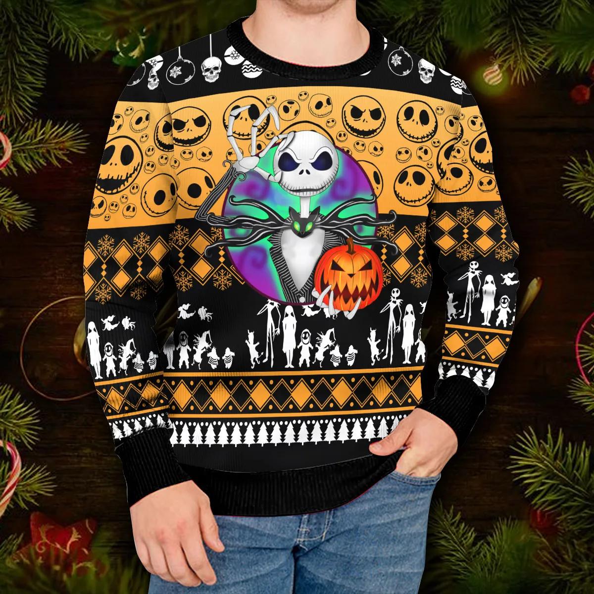 The Nightmare Before 3D Print Christmas Sweater, Jack Skelington Sweater Moonbestprint