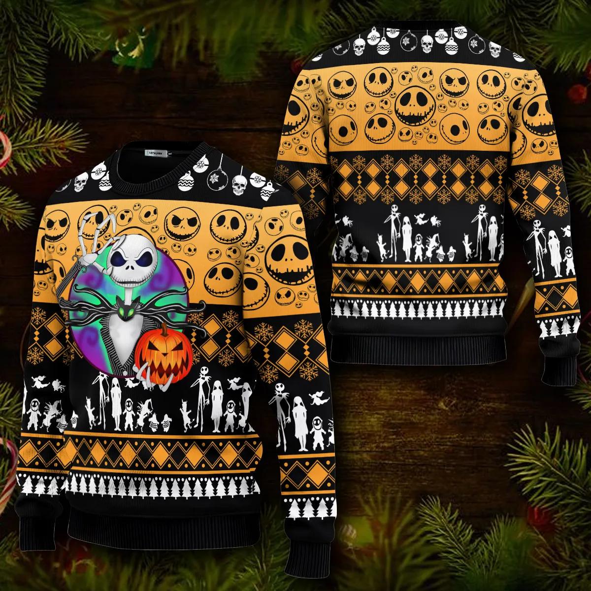 The Nightmare Before 3D Print Christmas Sweater, Jack Skelington Sweater Moonbestprint