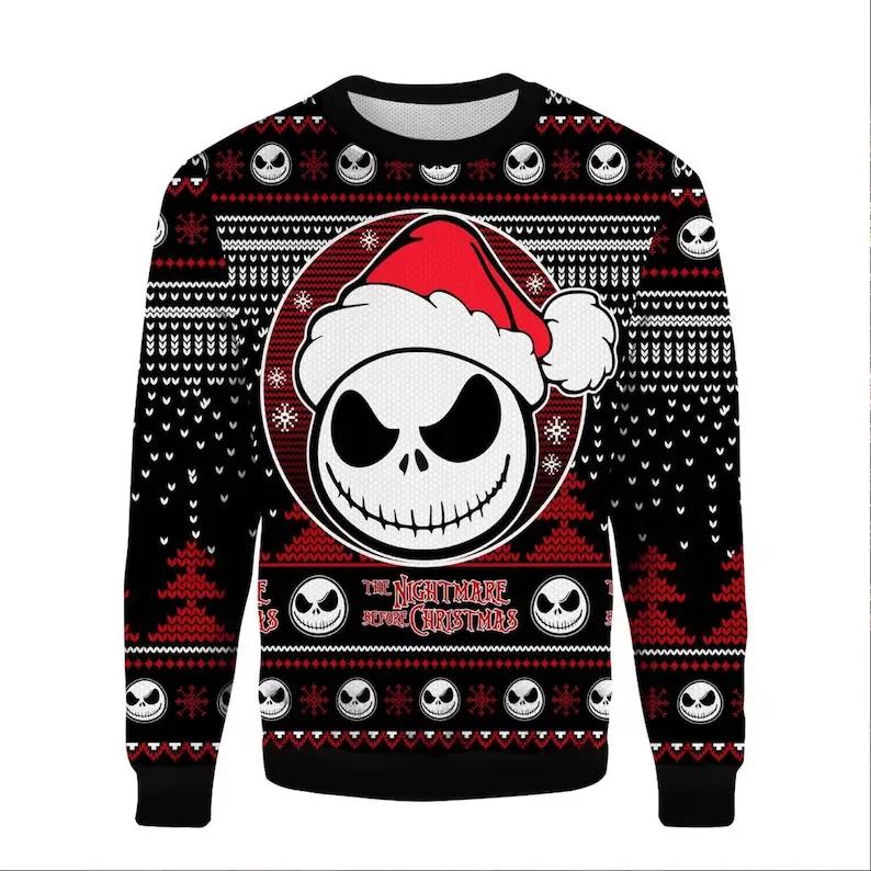 The Nightmare Before Christmas Jack Skelington Sweatshirt, Skeleton Ugly Christmas Sweater Moonbestprint