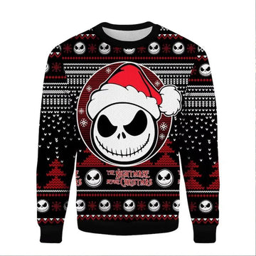 The Nightmare Before Christmas Jack Skelington Sweatshirt, Skeleton Ugly Christmas Sweater Moonbestprint