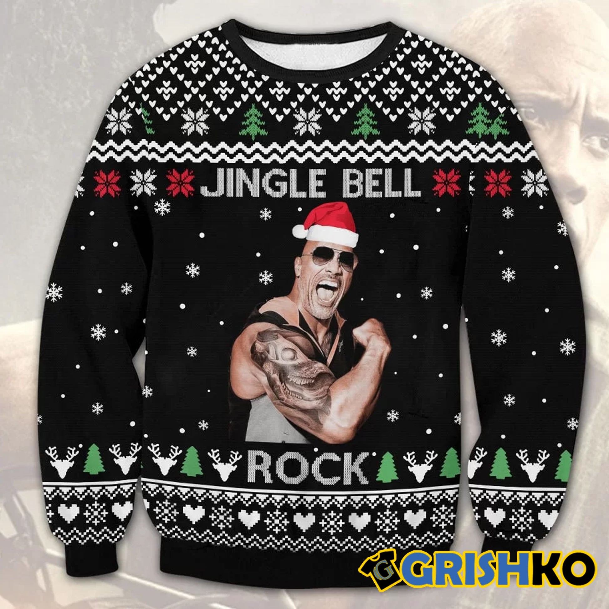 The Rock Jingle Bell Christmas Wool Ugly Sweater - Moonbestprint