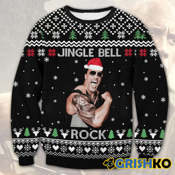The Rock Jingle Bell Christmas Wool Ugly Sweater - Moonbestprint