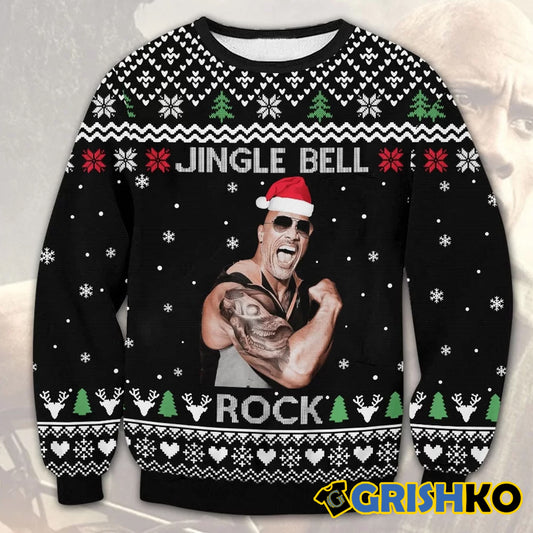 The Rock Jingle Bell Christmas Wool Ugly Sweater - Moonbestprint