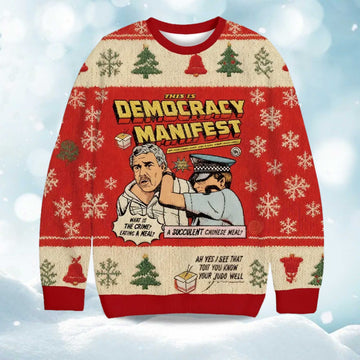 2026 This is Democracy Manifest Christmas Ugly Sweater Moonbestprint