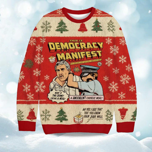 2026 This is Democracy Manifest Christmas Ugly Sweater Moonbestprint